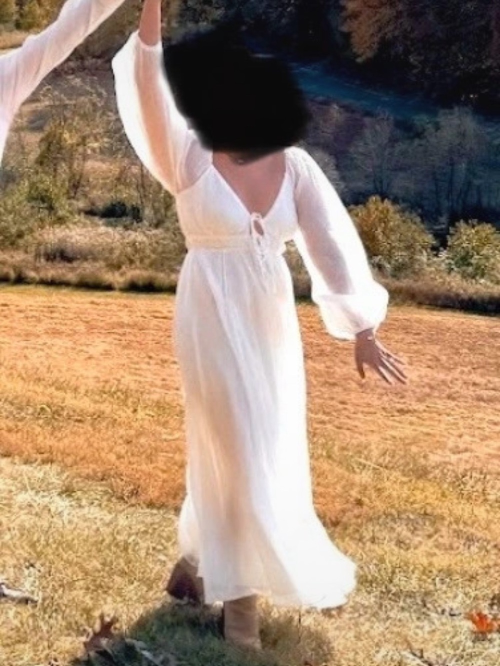 Selfie Leslie Ivory Maxi Dress with Puff Sleeves